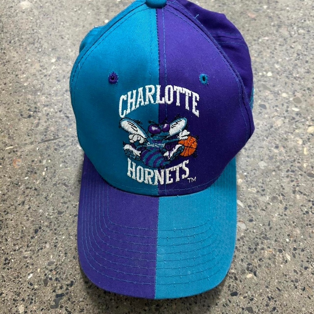 Vintage 90s Starter Charlotte Hornets Pinwheel Hat SnapBack NBA Cap